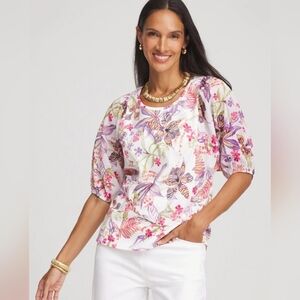Chico’s Floral Dolman Sleeve Knit Blouse Top Size 4 / XXL